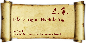 Lézinger Harkány névjegykártya